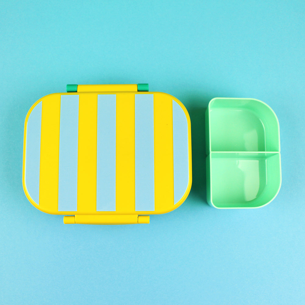 Ava &amp; Yves - Lunchbox Streifen gelb-blau-grün