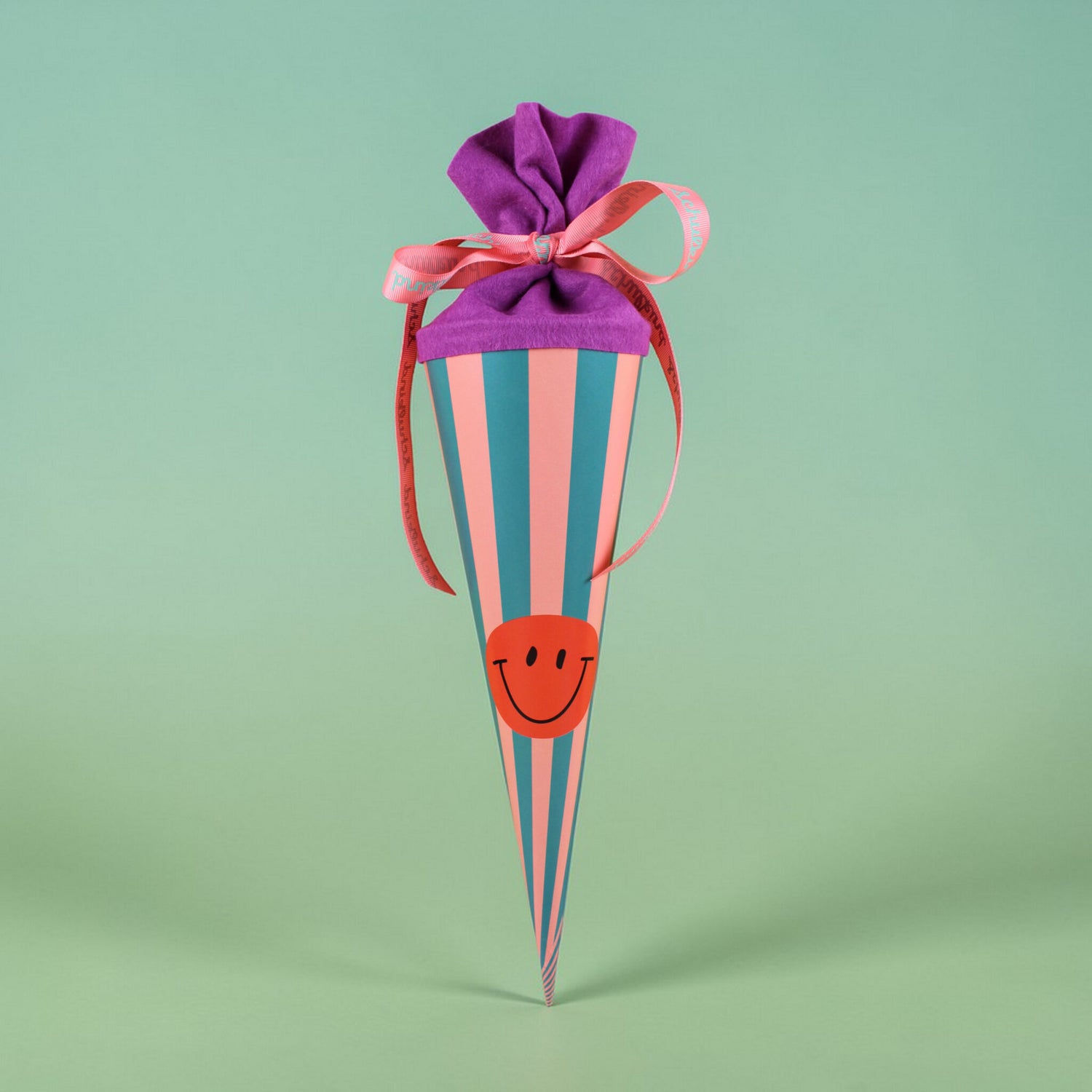 Ava &amp; Yves - Kleine Schultüte 35cm, Streifen grün/rosa