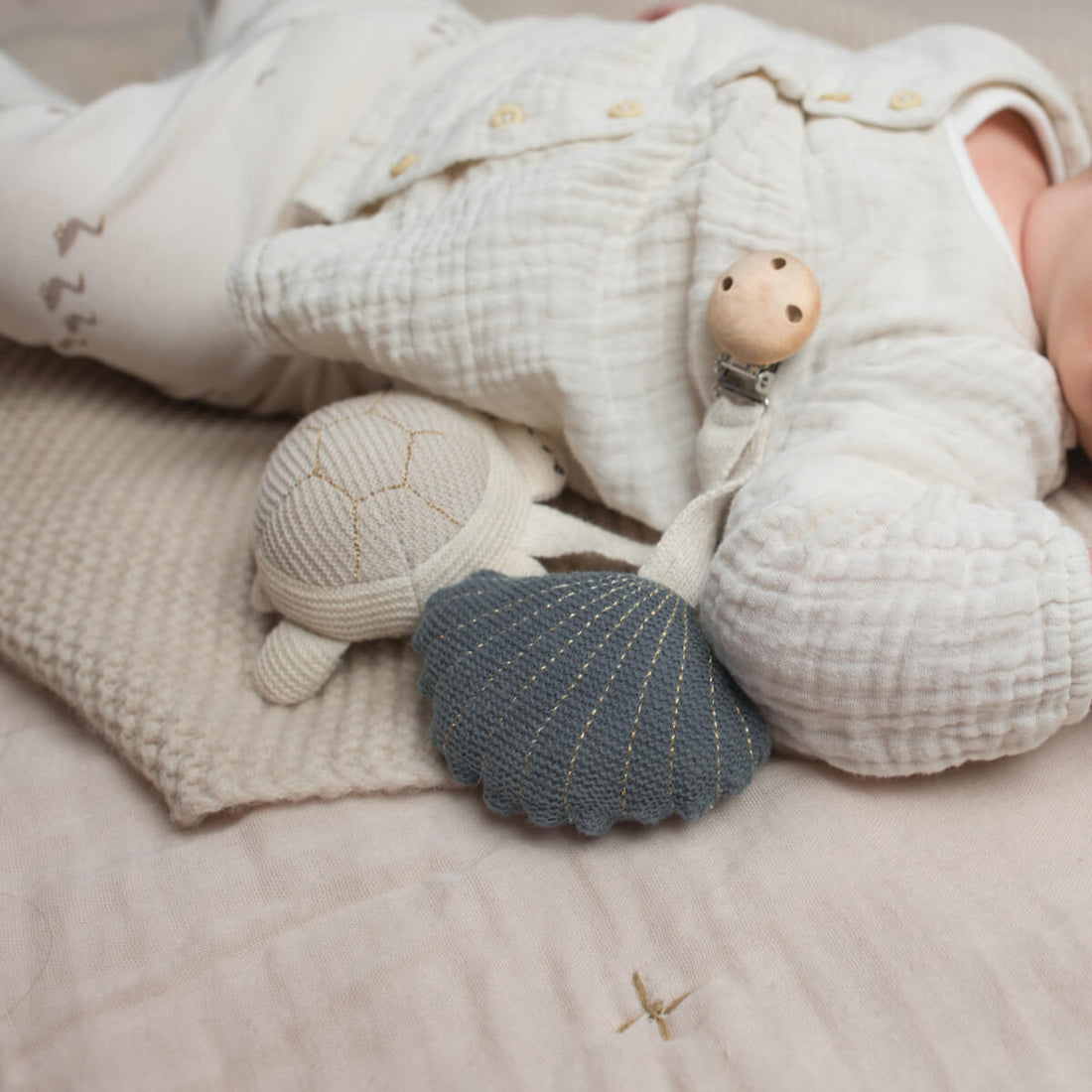 Baby Bello - Kinderwagenkette "Schildkröte" Baumwolle (Bio) blau