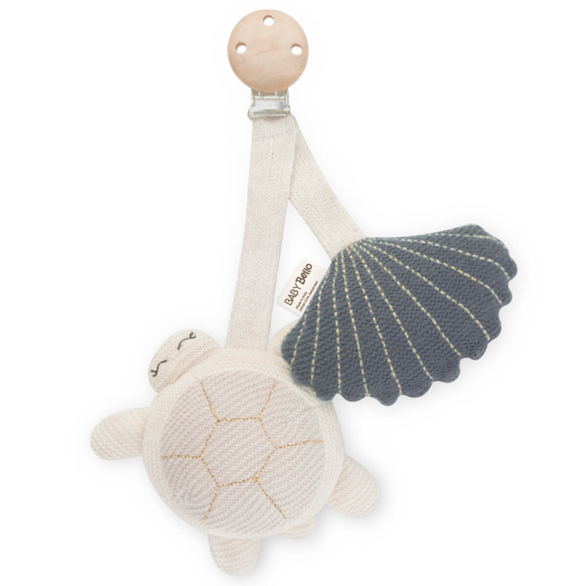 Baby Bello - Kinderwagenkette "Schildkröte" Baumwolle (Bio) blau
