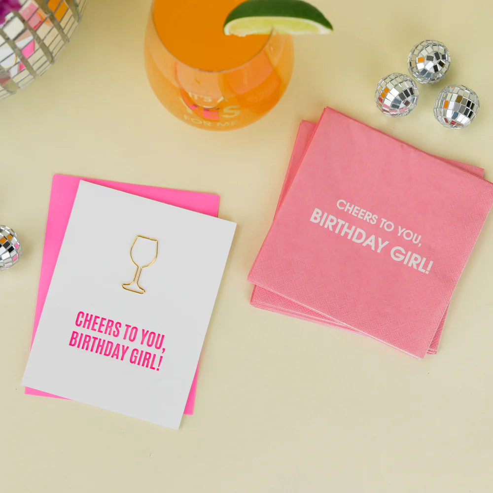 Chez Gagné - Klappkarte- Grusskarte Cheers birthday girl - Geburtstagskarte Für Frauen