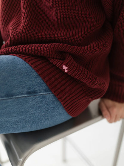 Atelier Rive - Damen Chunky Knit Pullover weinrot