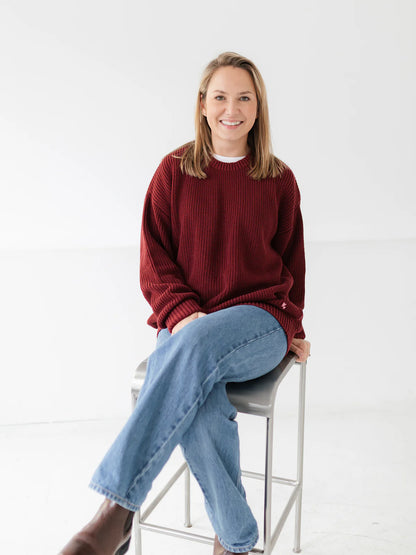 Atelier Rive - Damen Chunky Knit Pullover weinrot