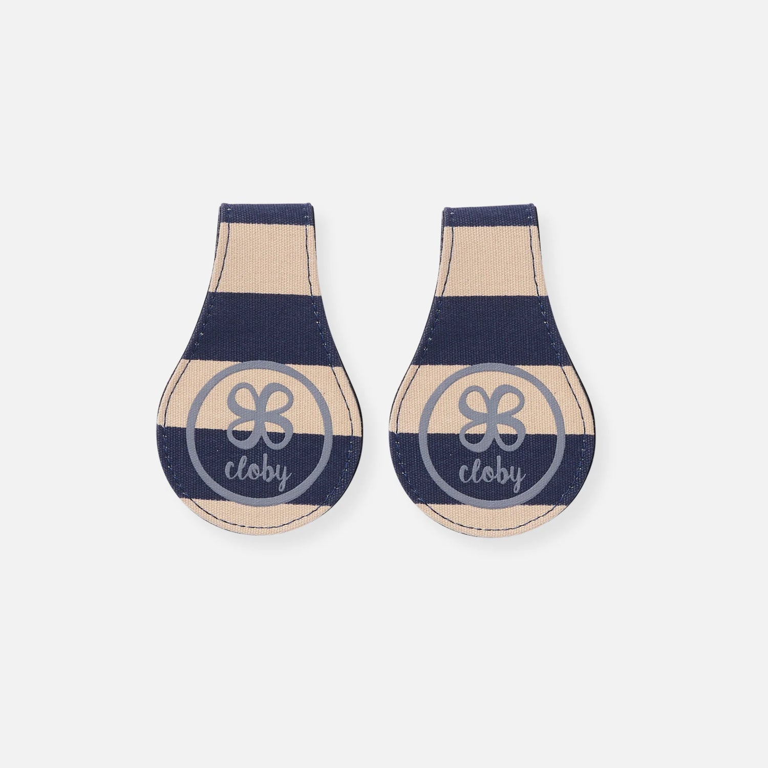 Cloby - Wendbare Leder Magnetclips blau/ Streifen