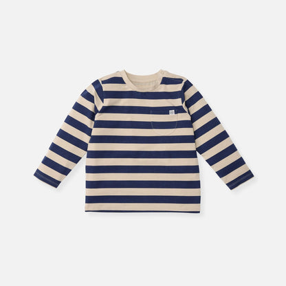 Cloby - Baby Langarmshirt UPF 50 blau beige gestreift