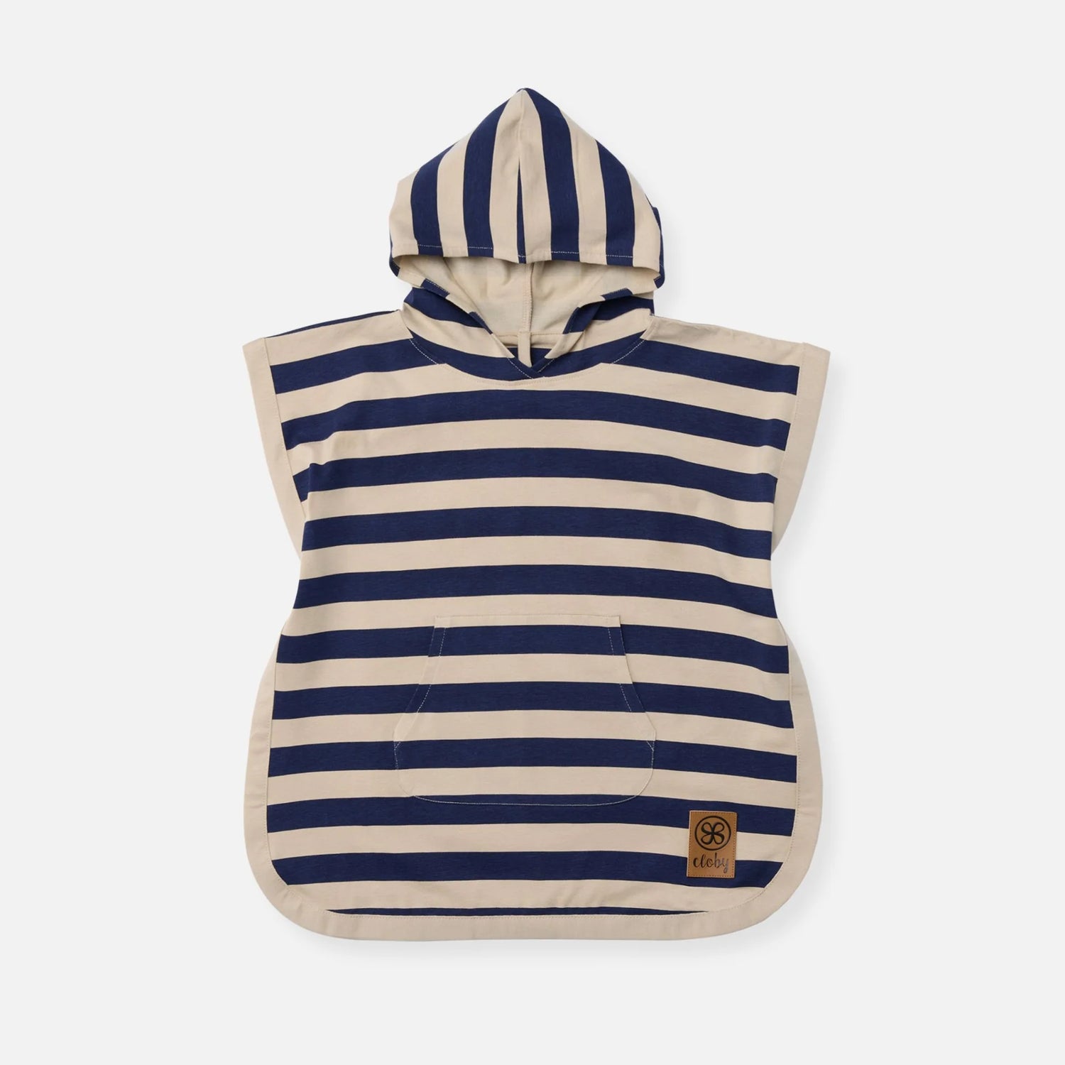 Cloby - Kinder Poncho mit UV-Schutz 50 Streifen blau/beige