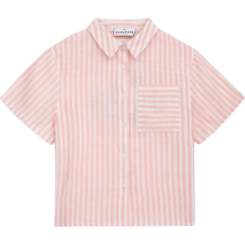 Danamade - Kinder Leinenbluse "Dnoa" rosa weiß MINI &amp; ME