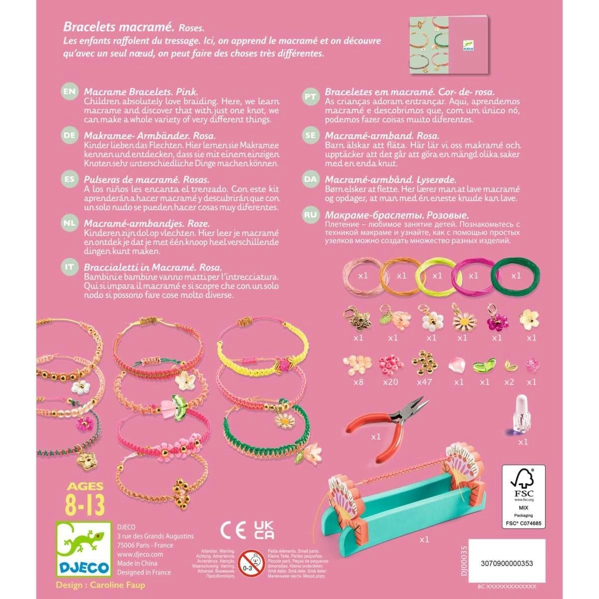 Djeco - Schmuck Basteln: Macrame Rosa