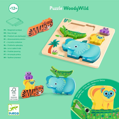Djeco - Holzpuzzle Woody Wild