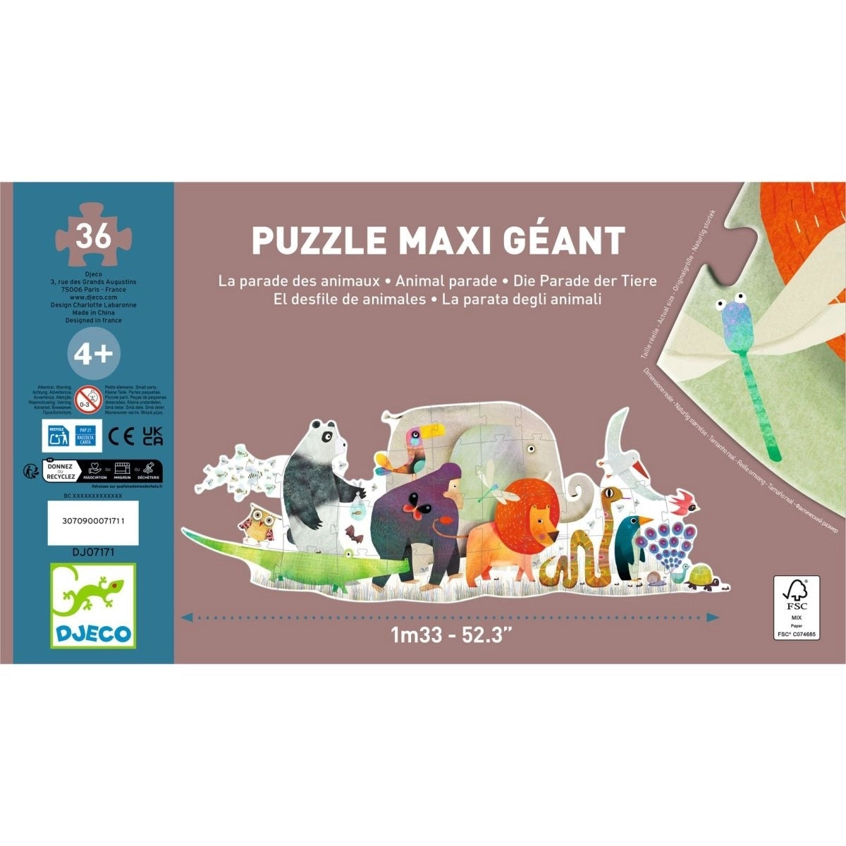 Djeco - Bodenpuzzle Tierparade - 36 Teile