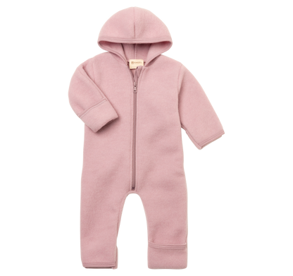 Engel - Baby Zip Overall Wollfleece mit Kapuze rosa