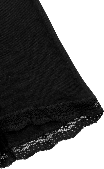 Engel - Damen Pants mit Spitze Wolle/Seide schwarz