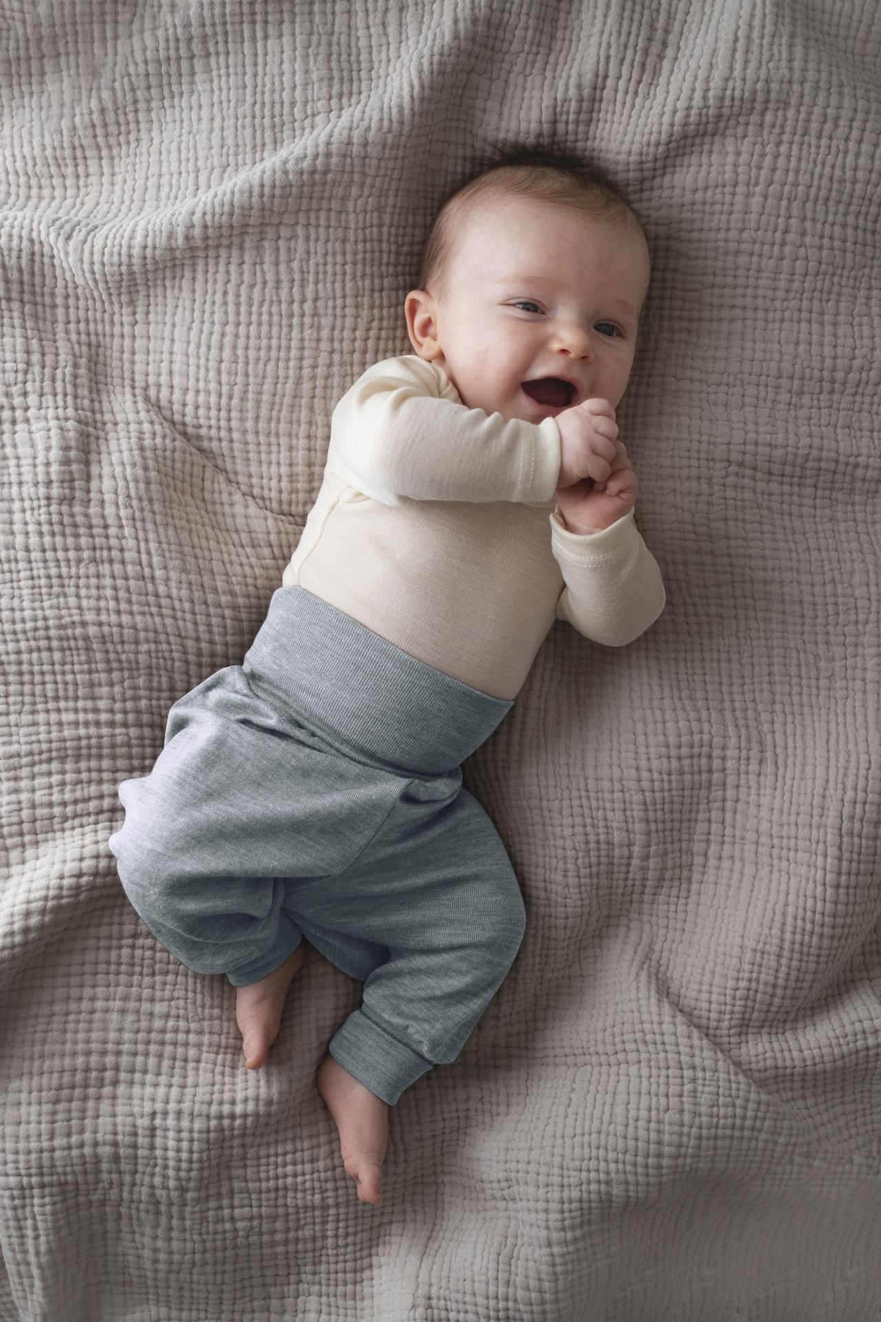 Engel - Baby Hose Wolle/Seide mit Nabelbund blau