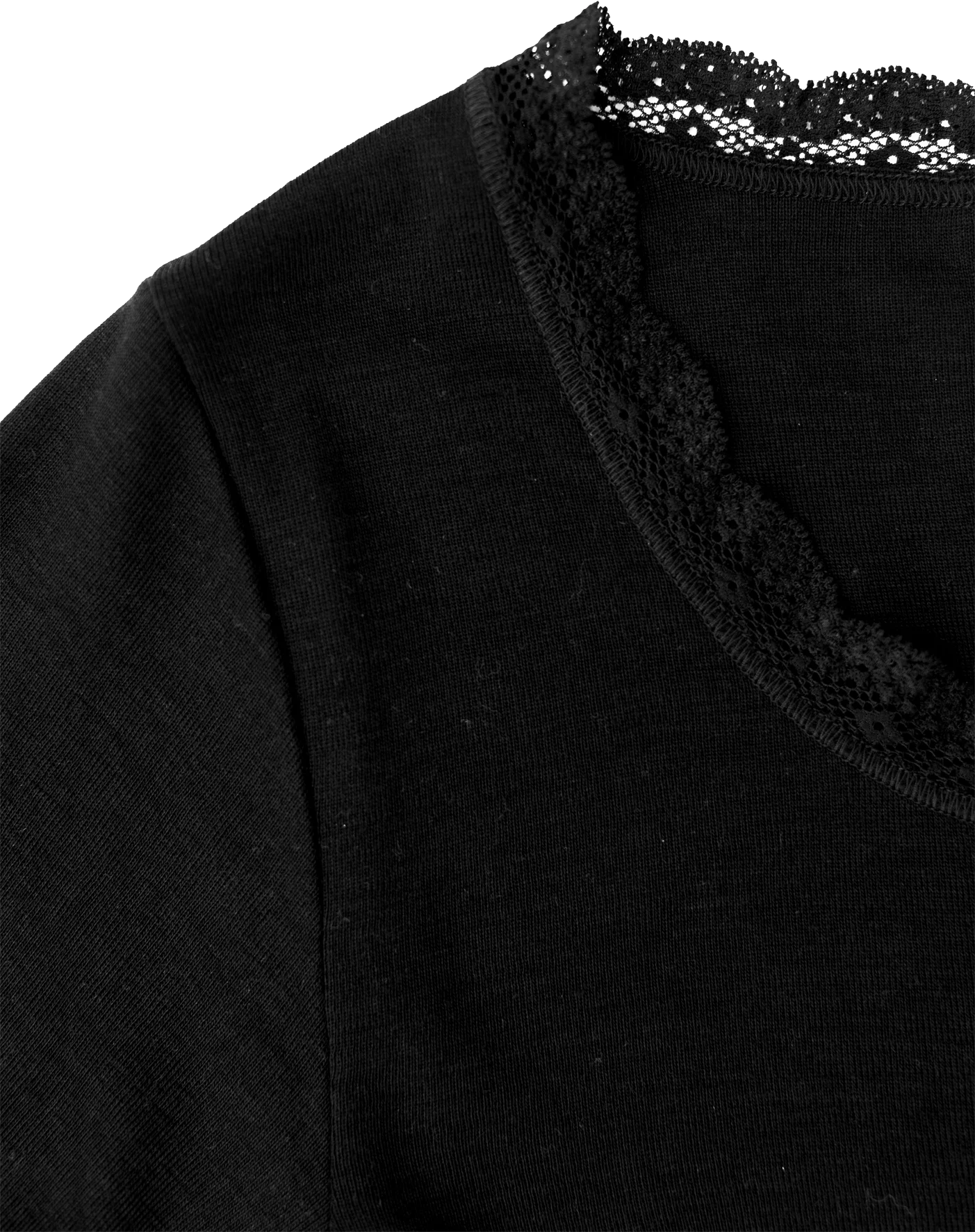 Engel -  Damen Langarmshirt Wolle/Seide mit Spitze schwarz