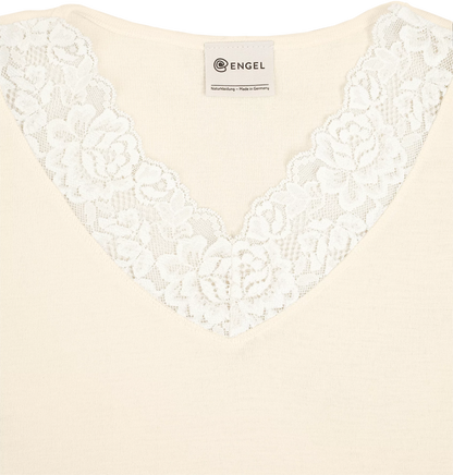 Engel -  Damen Langarmshirt Wolle/Seide mit Spitze natur