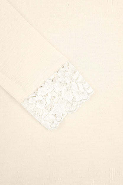 Engel -  Damen Langarmshirt Wolle/Seide mit Spitze natur