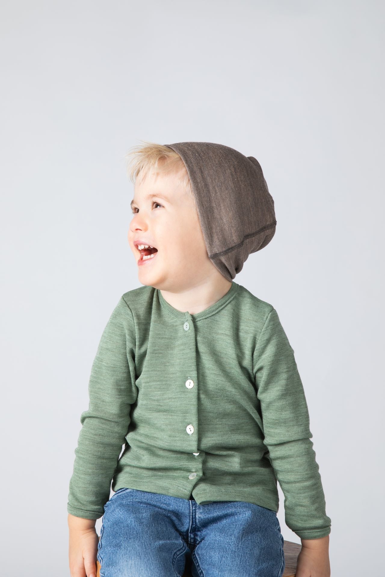 Engel - Kinder Mütze Wolle/Seide beige