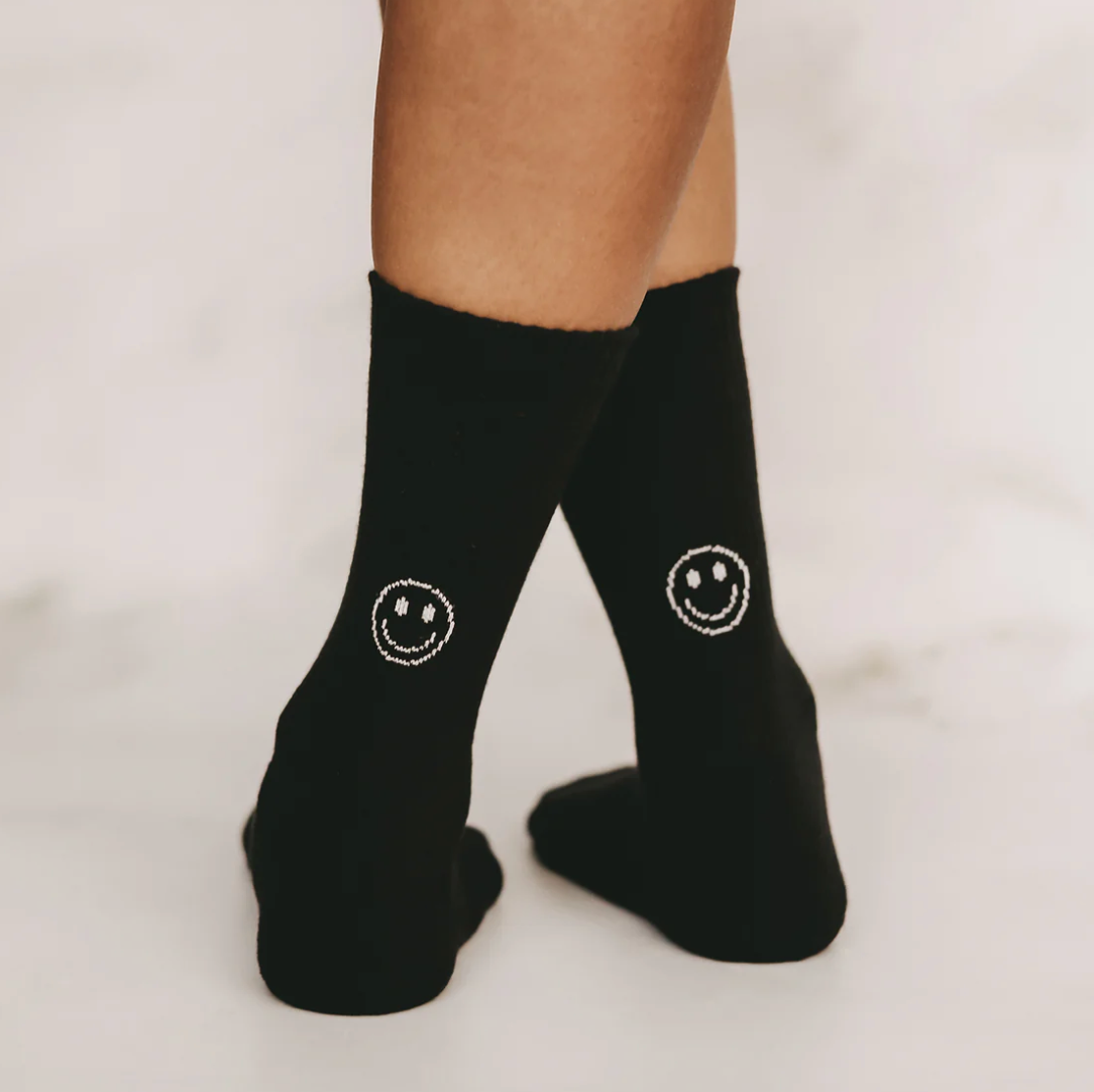 Eulenschnitt - Socken Smiley schwarz