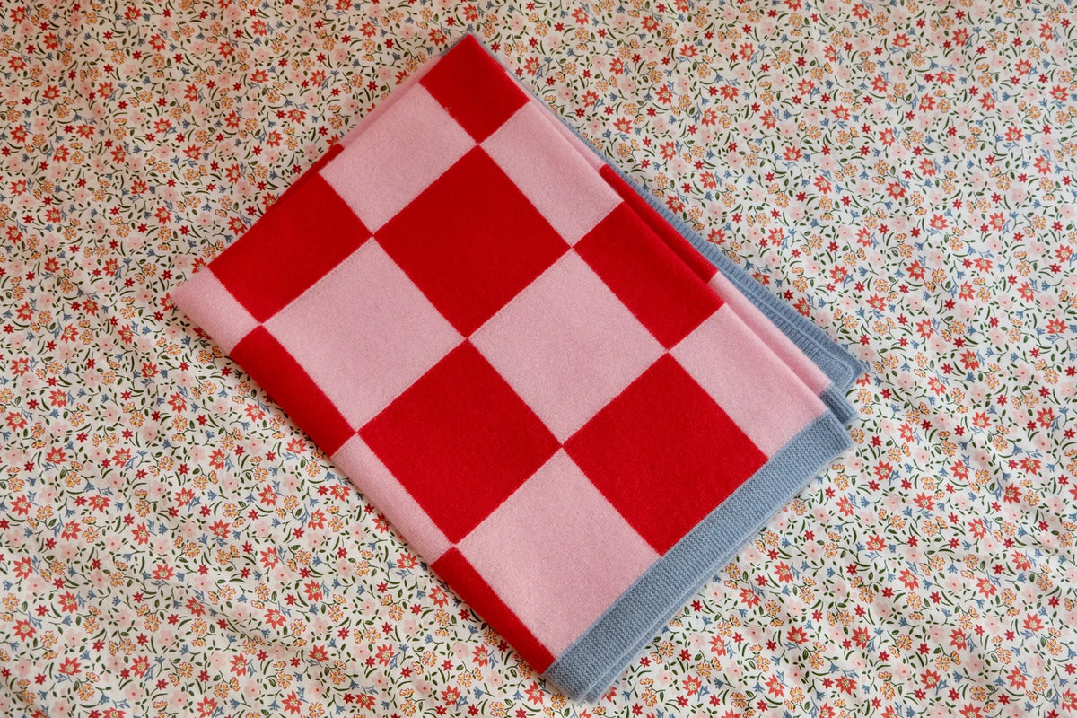 Finding Dodo - Babydecke Alma Cashmere Karo rosa/rot