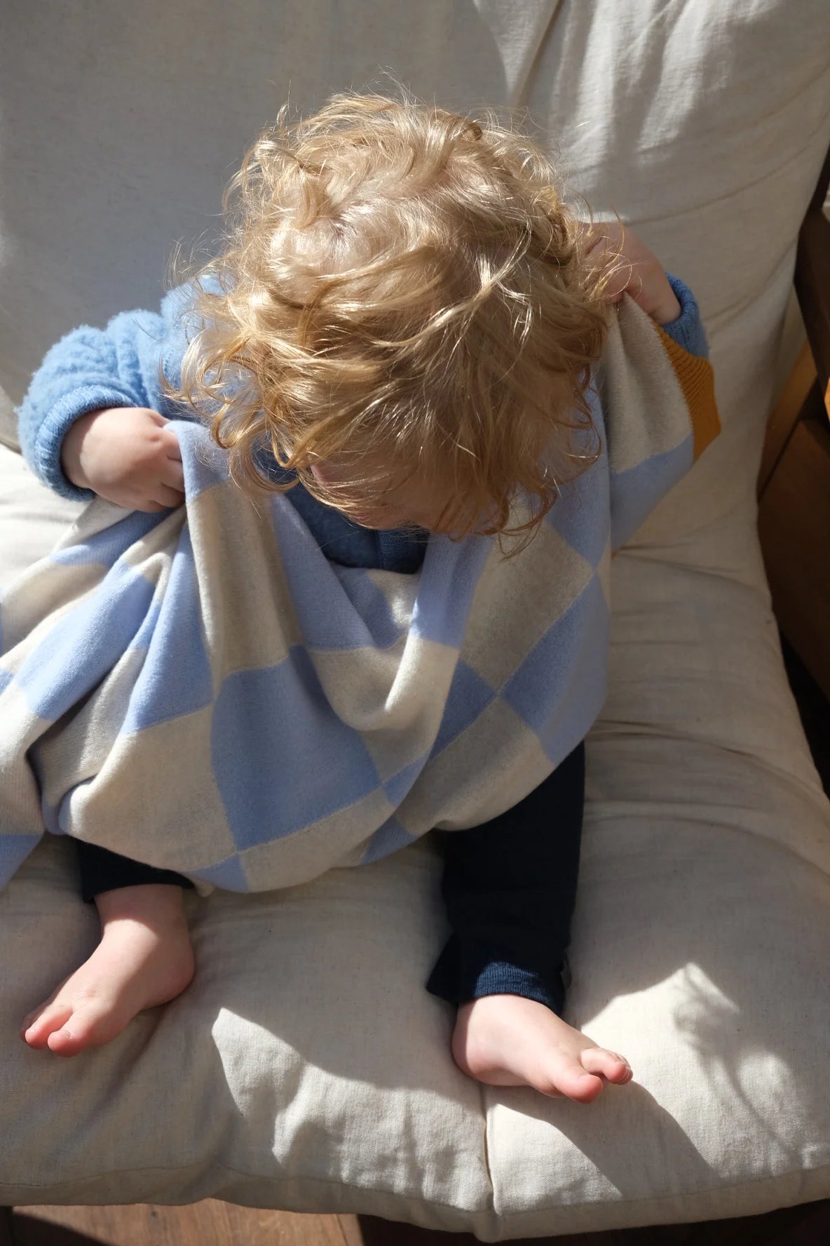 Finding Dodo - Babydecke Ari Cashmere Karo blau/weiss