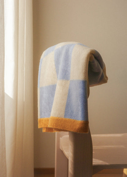 Finding Dodo - Babydecke Ari Cashmere Karo blau/weiss