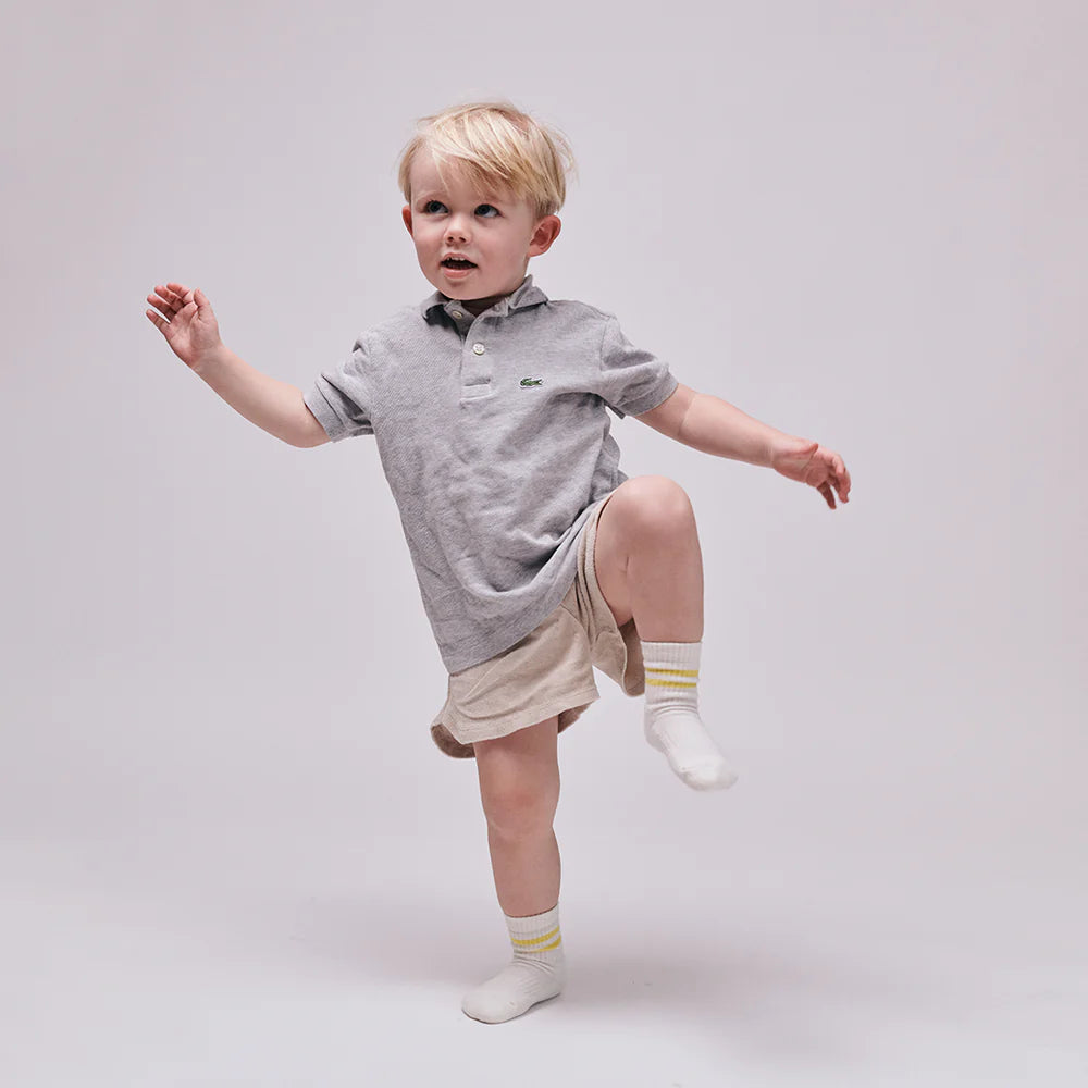 Go Baby Go - Sport Stoppersocken weiß/ gelb Mini & Me