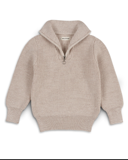 Halfen - Kinder Wollpullover mit Reisverschluss natur