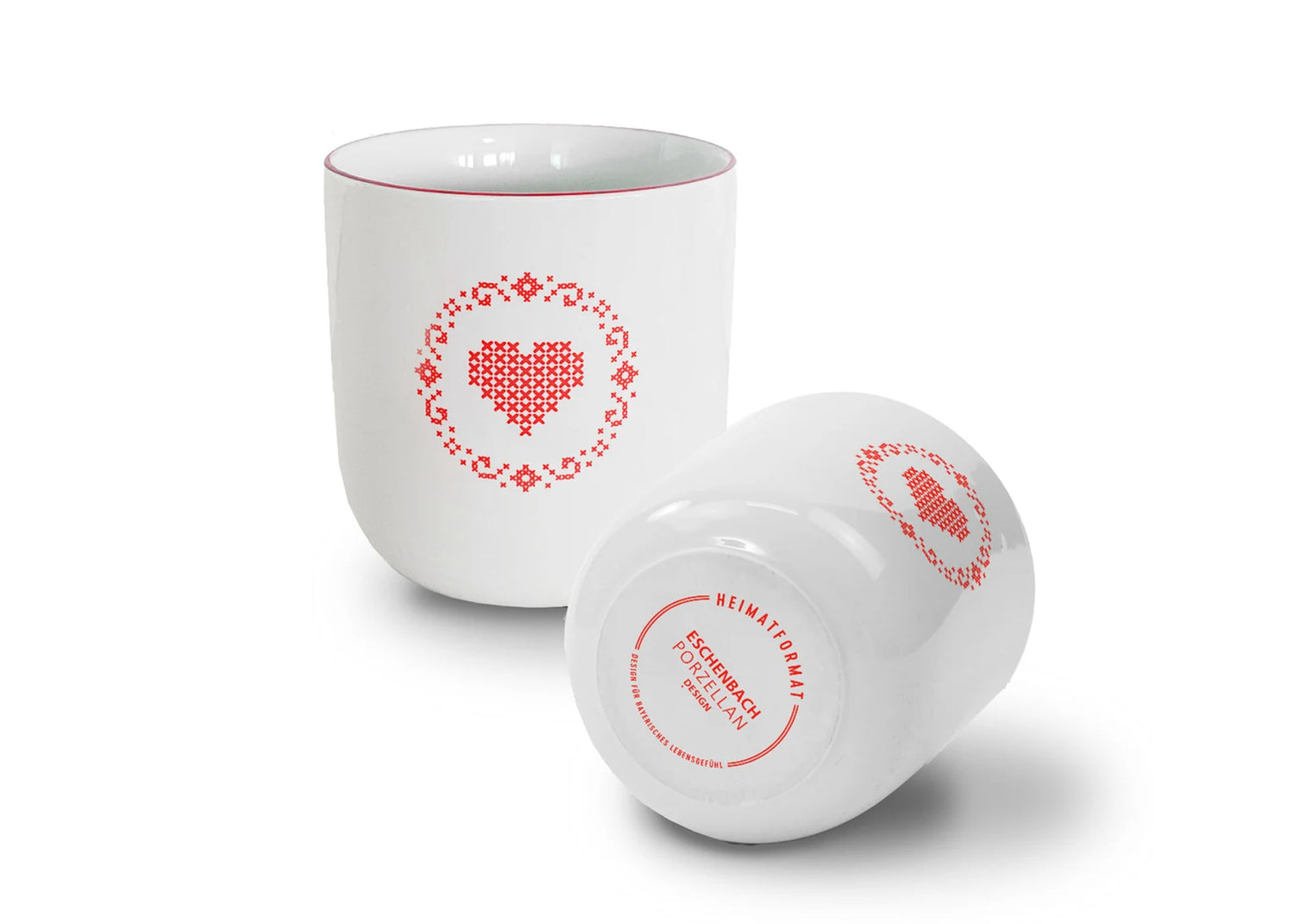 Heimatformat - Bayerische Tasse mit Herz rot und blau