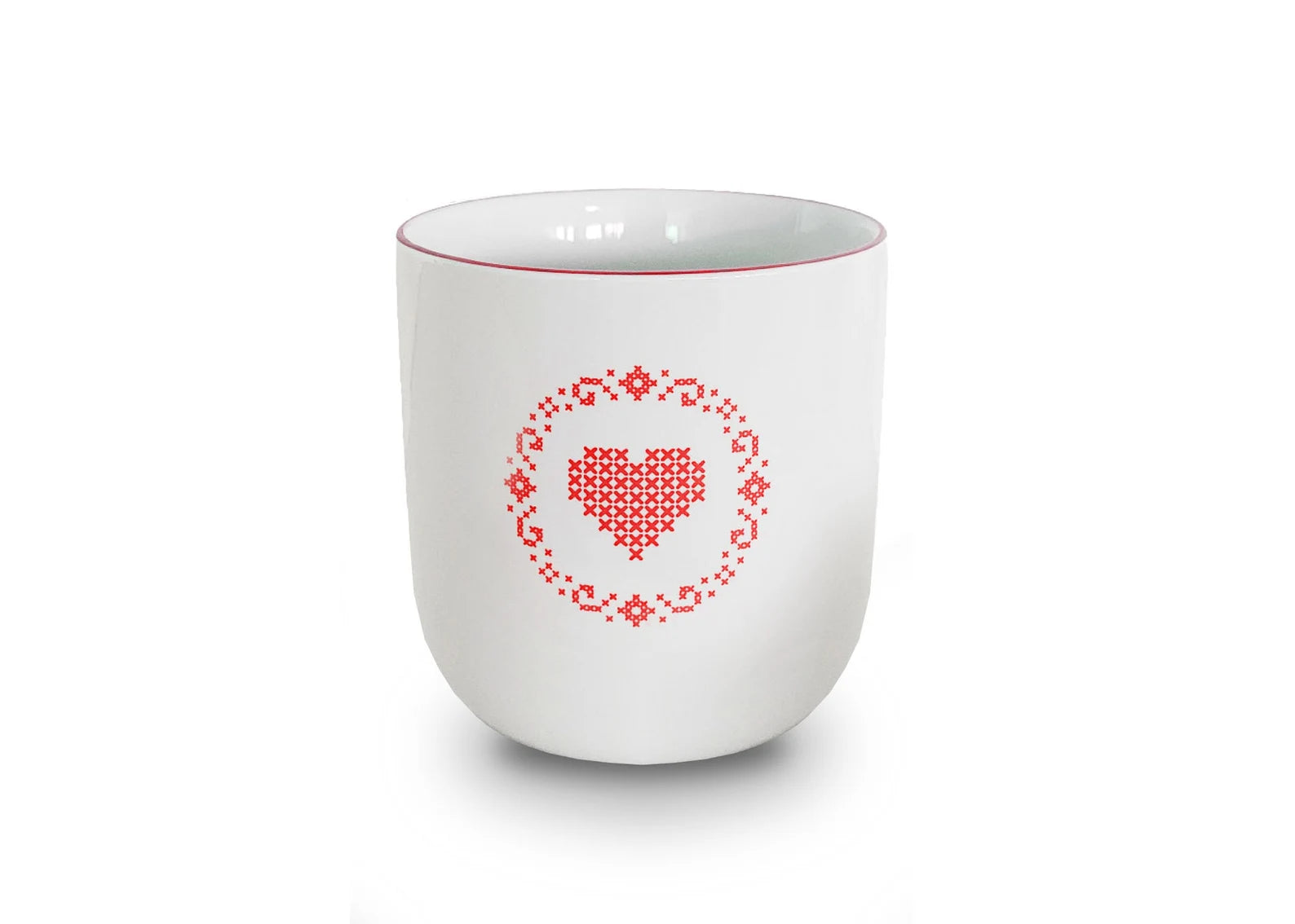Heimatformat - Bayerische Tasse mit Herz rot und blau