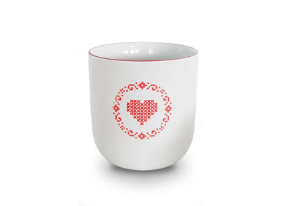 Heimatformat - Bayerische Tasse mit Herz rot und blau