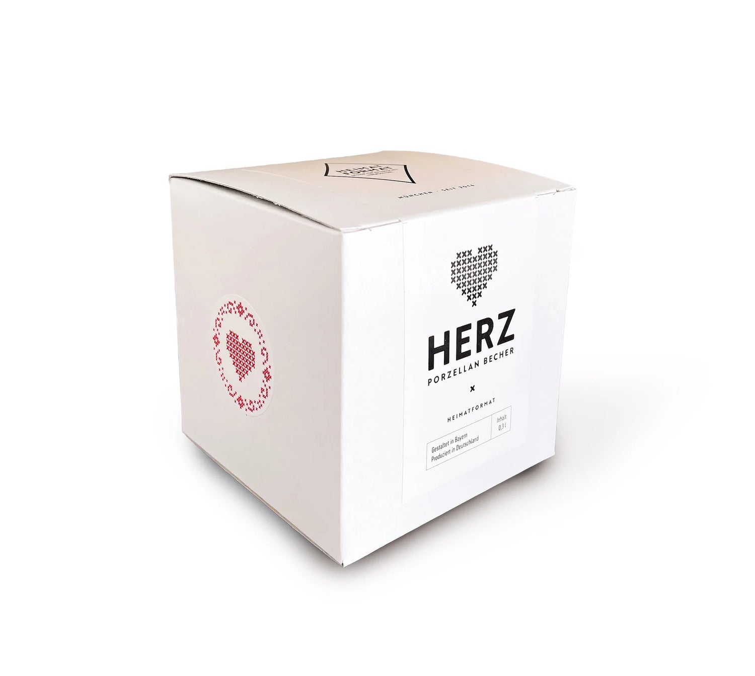 Heimatformat - Bayerische Tasse mit Herz rot und blau