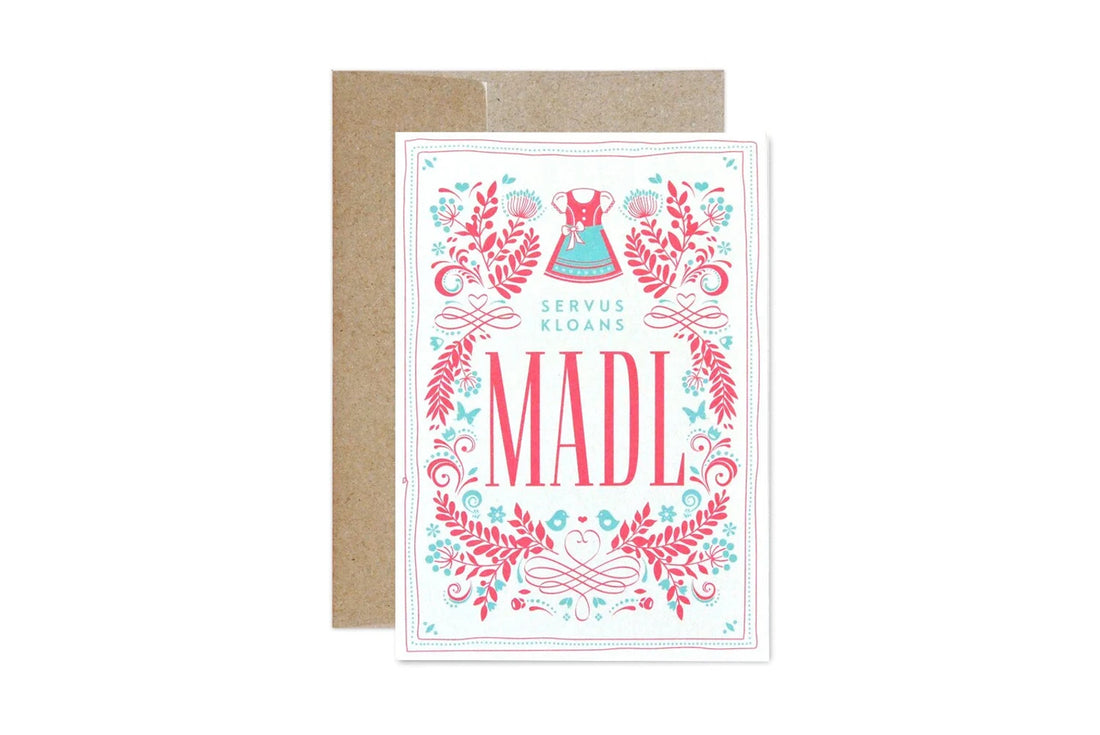 Heimatformat - Klappkarte Geburtskarte Servus kloans Madl