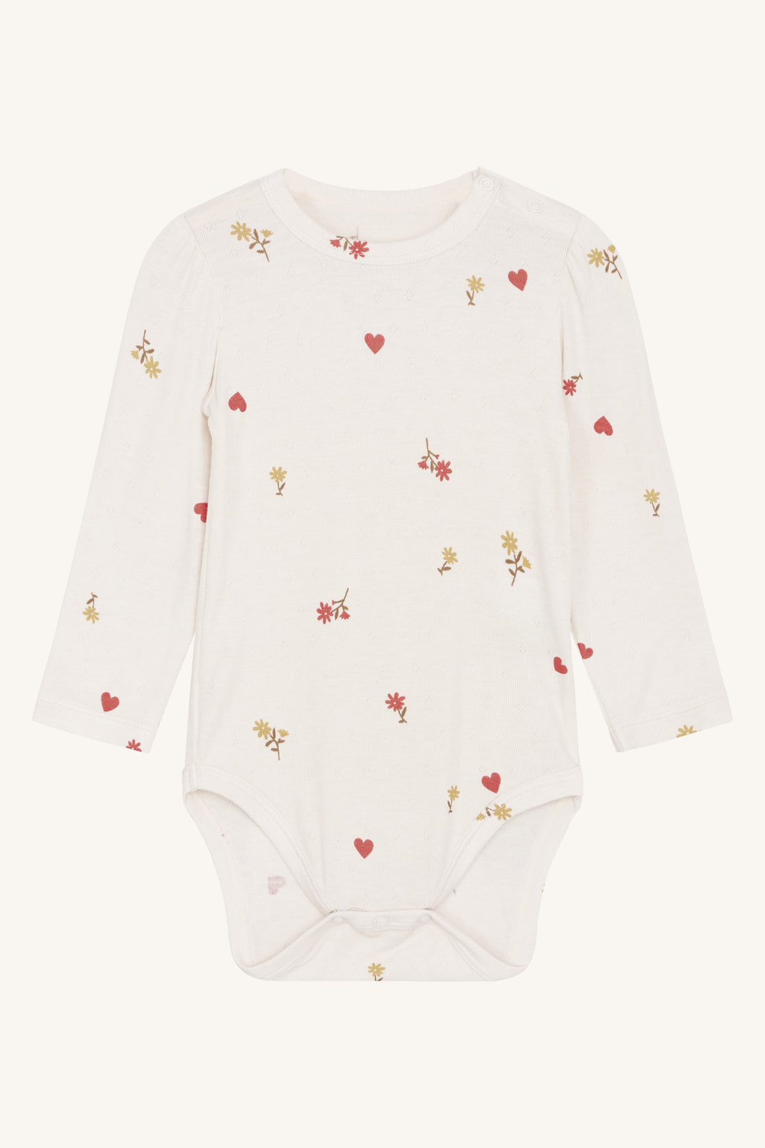 Hust & Claire - Baby Body Buller Bambus natur mit Blumen & Herzen