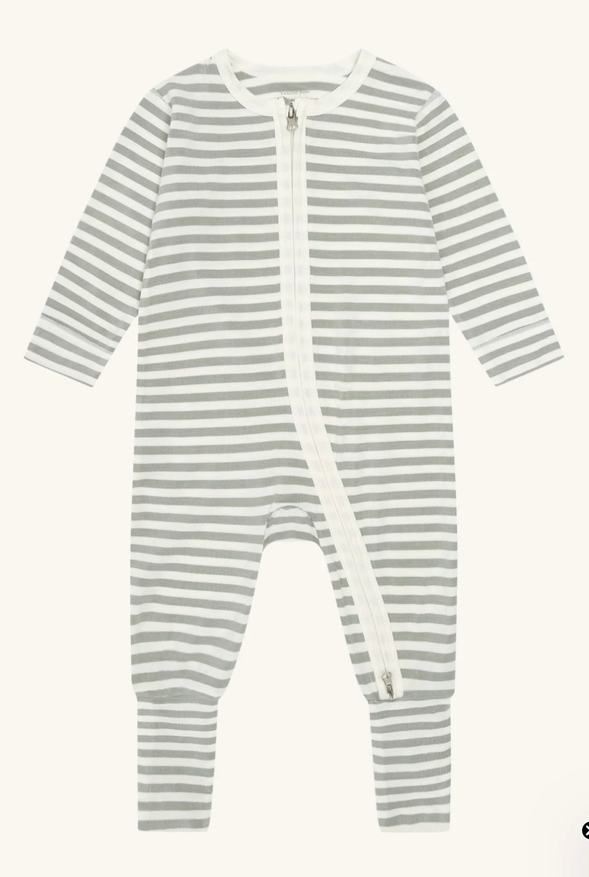 Hust &amp; Claire - Baby Strampler grau-weiß gestreift