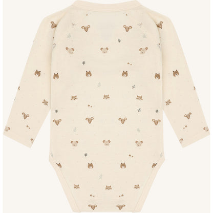 Hust &amp; Claire - Baby Wickelbody Wolle Waldtiere beige