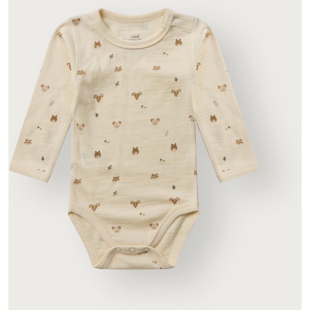 Hust &amp; Claire - Baby Body Wollte Waldtiere beige