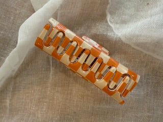 AURYN - Haarklammer Orange Kariert