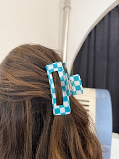 Haarklammer-blau-kariert