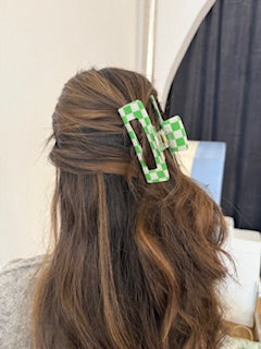 Haarklammer-grün-kariert