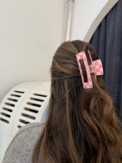 Haarklammer-rosa-kariert