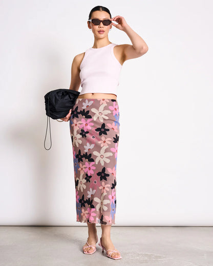 Jan ´n June - Mesh Maxirock Smuk mit floralem Print