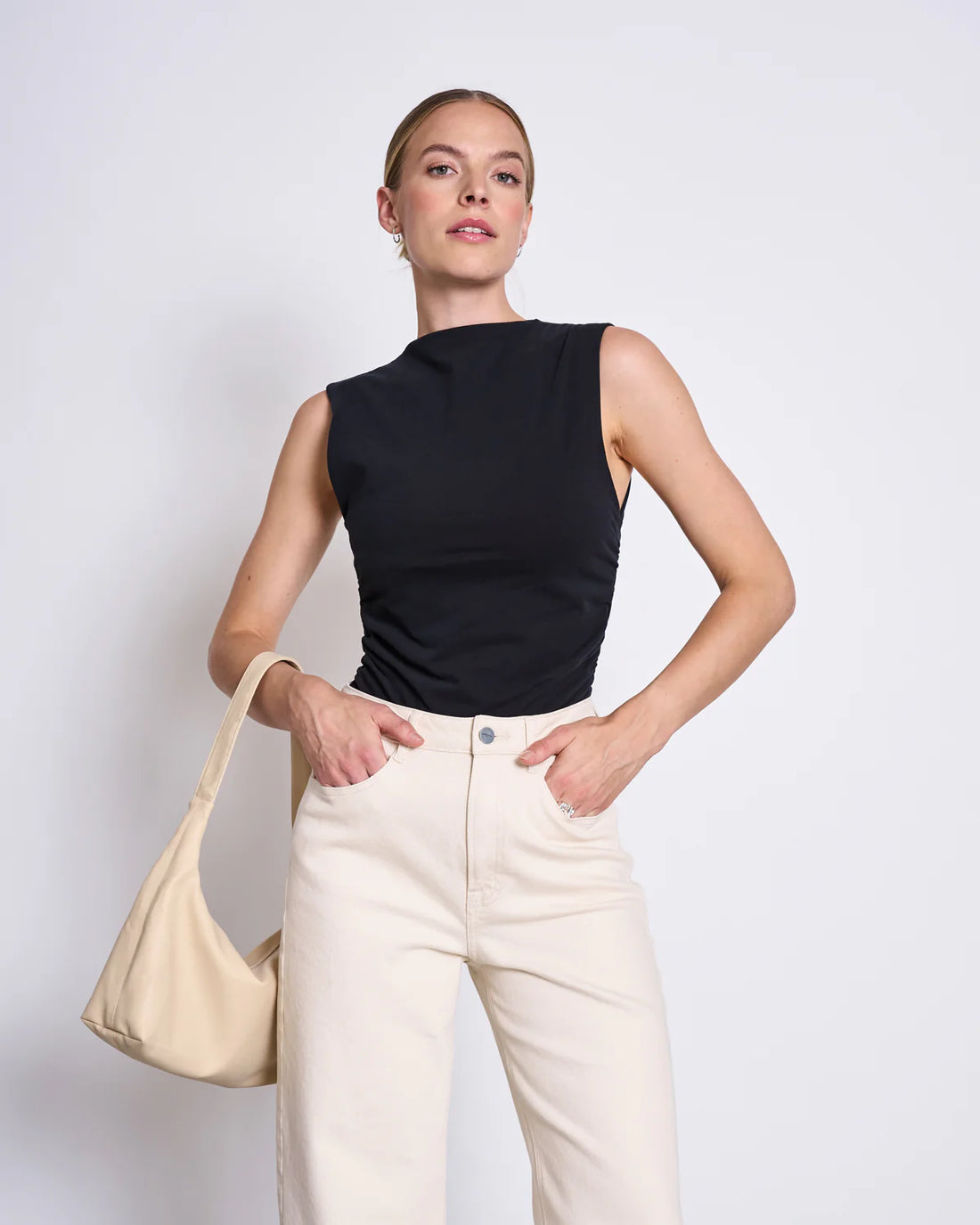 Jan ´n June - Gerafftes Top Rafo schwarz