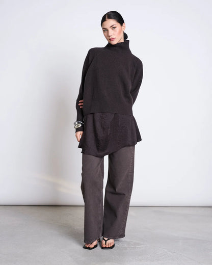 Jan ´n June - Damen Pullover Wooly Ola Lammwolle dunkelbraun