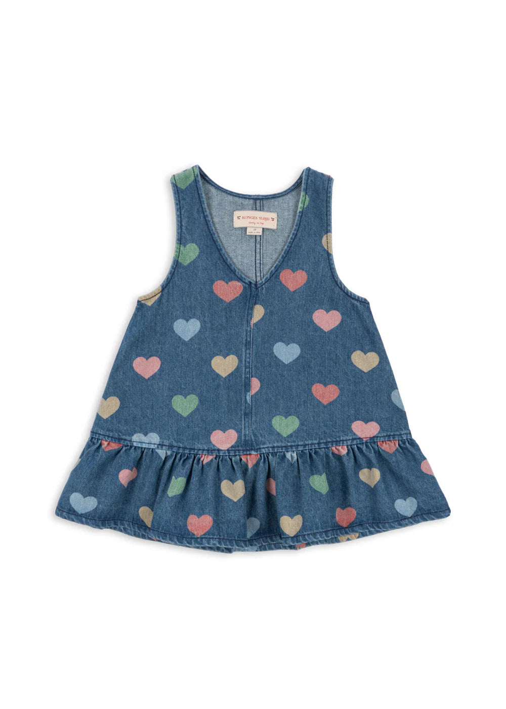 Konges Slojd - Kinder Denim Kleid Magot mit bunten Herzen