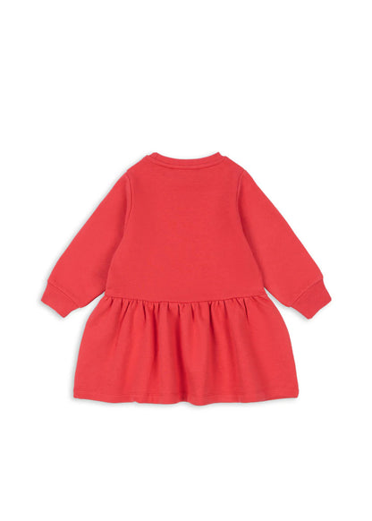 Konges Slojd - Kinder Sweatshirt Kleid Lou rot mit Glitzer Kirsche