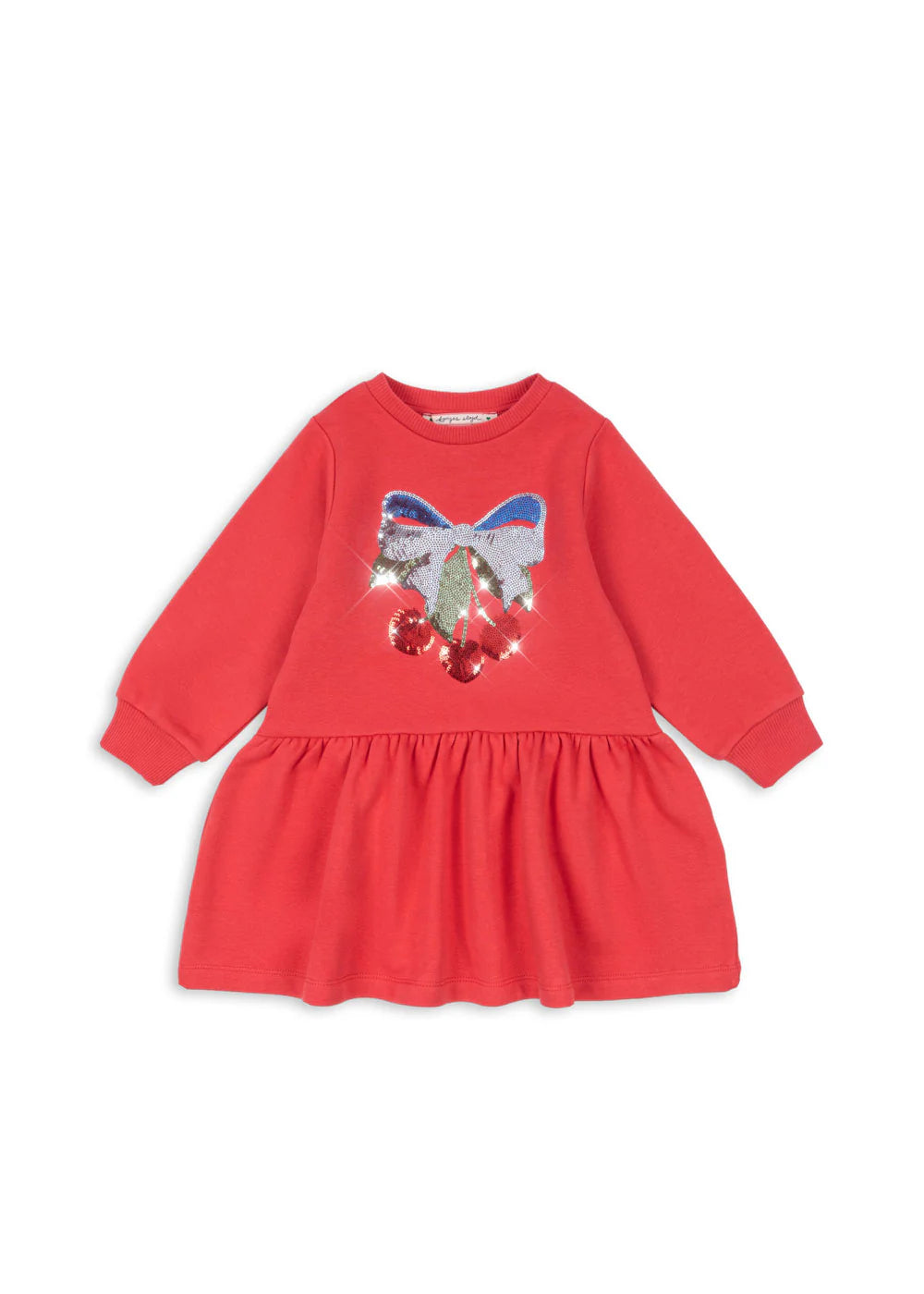 Konges Slojd - Kinder Sweatshirt Kleid Lou rot mit Glitzer Kirsche