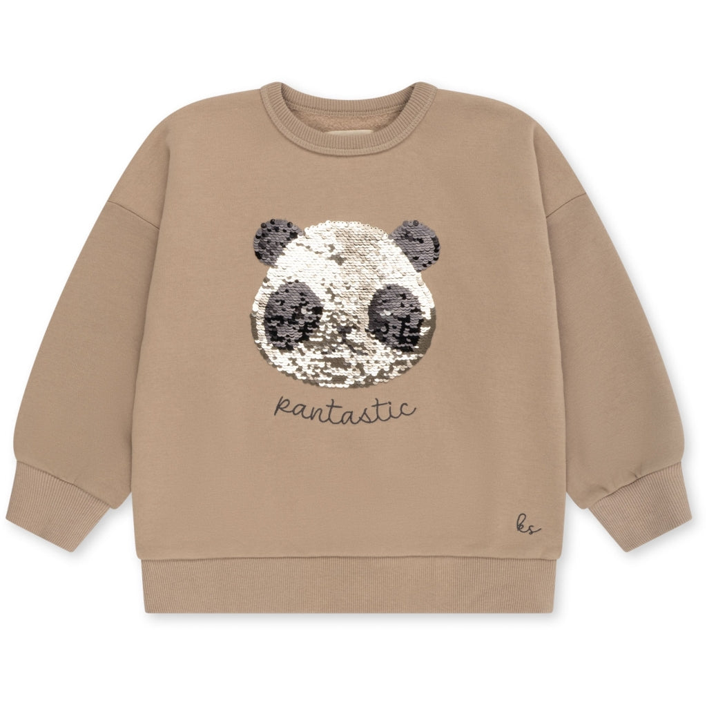 Konges Slojd - Kinder Sweatshirt mit Palietten Panda aus Biobaumwolle