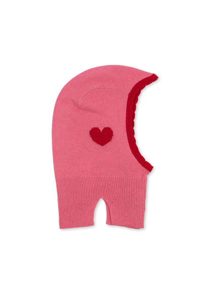 Konges Slojd - Wollmütze Balaclava rosa mit Herz