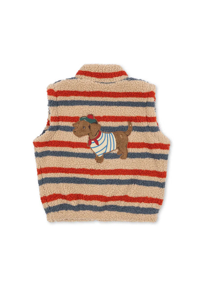 Konges Slojd - Jody Baby Teddyweste Streifen mit Dackelmotiv