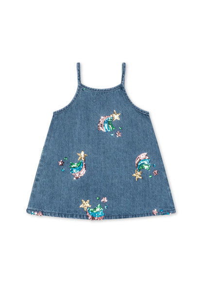 Konges Slojd - Baby Jeanskleid "Magot" Sternschnuppe Glitzer
